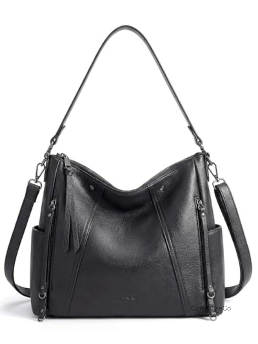 Leather Hobo Bag Crossbody Purse Shoulder Handbag with Zipper Closure